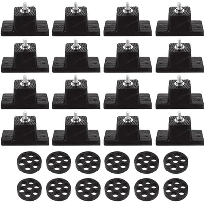 12 Pack Rubber Vibration Isolator Mounting Bracket with 12pcs Rubber Pads, Anti Vibration Pads Rubber Vibration Isolator Pad, Rubber Air Conditioner Mounting Pads