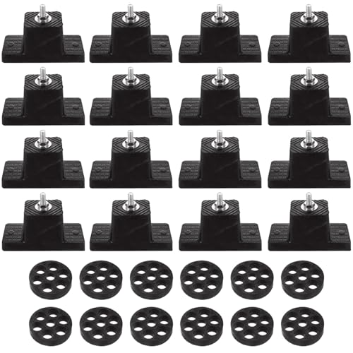 12 Pack Rubber Vibration Isolator Mounting Bracket with 12pcs Rubber Pads, Anti Vibration Pads Rubber Vibration Isolator Pad, Rubber Air Conditioner Mounting Pads