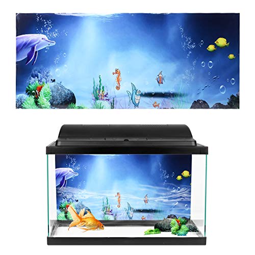 GLOGLOW Aquarium Poster, Aquarium Poster Decorative Fish Terrarium Background Poster Thicken PVC Adhesive Static Cling Wallpaper Sticker(61×30cm) Backgrounds