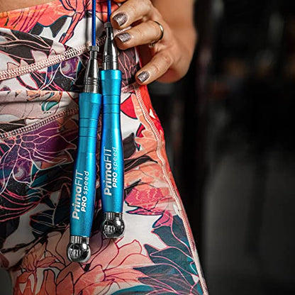 PrimaFIT Pro Speed Jump Rope for Adults, Weighted Skipping Rope for Boxing - color: Light Blue