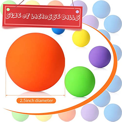 Sosation 50 Pack Lacrosse Ball Bulk 2.5 Inch Soft Rubber Motivational Stress Relief Massage Balls Myofascial Release Tools Muscle Knot Remover - color: Bright Color
