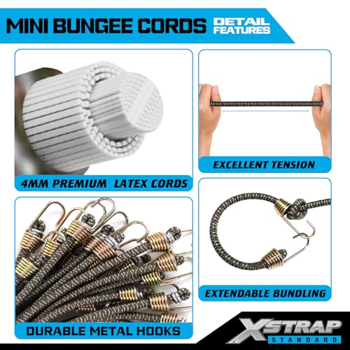 XSTRAP STANDARD 20 Pcs Mini Bungee Cords with Hook, 10-Inch Elastic Straps - color: Camouflage