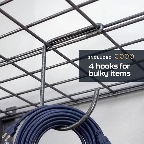 MonsterRax 24x48 White Garage Wall Shelf 4-Pack, 500lb, Hammertone - color: Hammertone, size: 24"x48" Combo