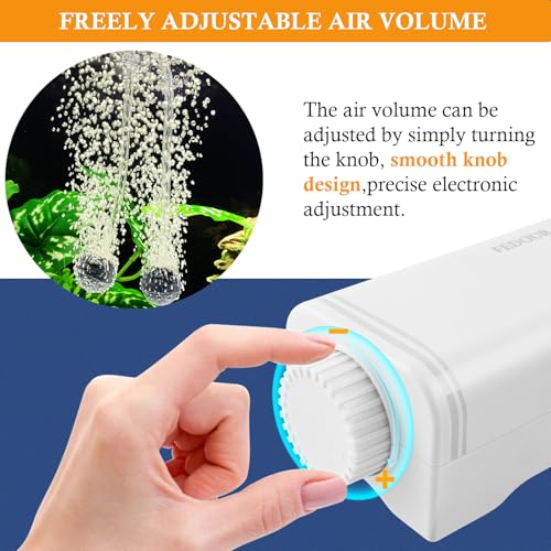 80GPH Aquarium Air Pump, Ultra Quiet Oxygen Pump for up to 120Gallon Fish and Turtle Tank, Powerful Fish Air Bubbler - color: White