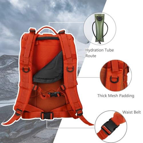 Hannibal Tactical MOLLE Assault Backpack, Tactical Backpack Military Army Camping Rucksack - color: Orange