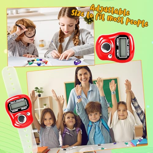 24 Pieces Hand Tally Counter 5 Digital Electronic Finger Counter Clickers Resettable Handheld LCD Digital Display Number Click for Lap Coaching Knitting Lap Fishing Golf and Row