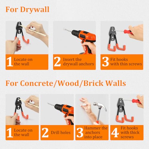 Housolution Steel Garage Hooks - 30Pack Anti-Slip Coating, Orange - color: Orange