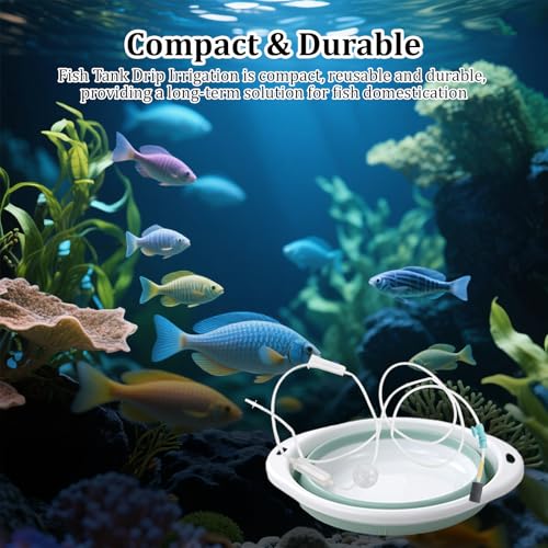 Drip Acclimation Kit with Foldable Fish Acclimation Box, Hose System for Safe Fish/Shrimp Water Transition, Works with Saltwater & Freshwater Tank Setups, Shrimp & Betta Fishes Breeding Box