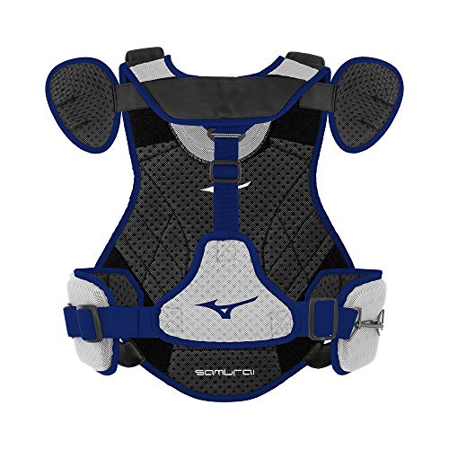 Mizuno Mizuno Samurai Baseball Chest Protector - color: Grey/Navy, size: 16"