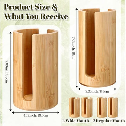 LemonRoad 4 Packs Mason Jar Lid Organizer Vertical Bamboo Storage Holder Fits Wide Mouth and Regular Mouth Mason Jar Accessories for Canning Lid Kitchen Rack Cabinet Organization (Double Sided Open) - style: Double Sided Open