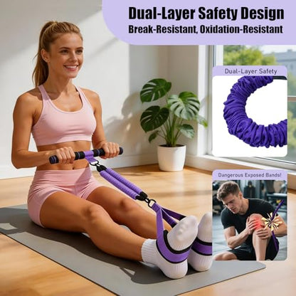 Pedal Resistance Band with Handle, 90Lbs Pedal Resistance Band - color: Purple