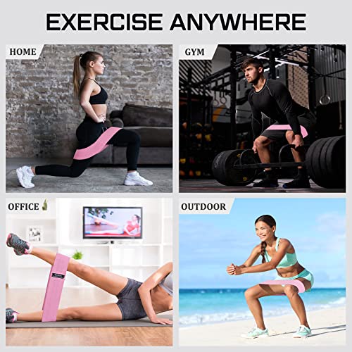 12 Pcs Fabric Resistance Bands for Working Out Non-Slip Booty Exercise Loop Bands for Women Men Glutes Hip Thigh Butt Yoga Pilates Fitness Gym, Light Medium Heavy - color: Pink, style: Medium Resistance