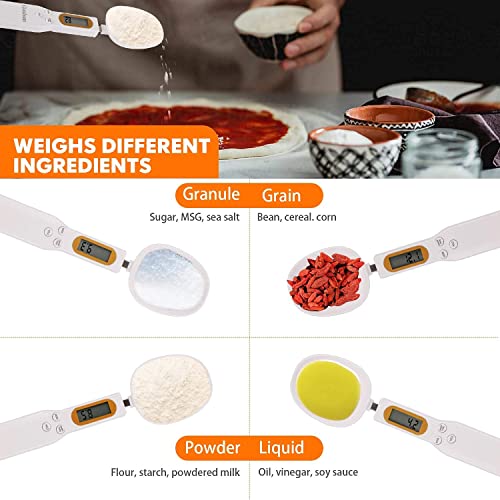 Mabron Electronic Kitchen Digital Food Spoon Scales Accurate Weighing Teaspoon Scale in Grams Oz with LCD Display for Baking Cooking Cake Medicine 500g/0.1g (multicolor