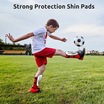 Shin Guards Soccer Kids Toddler, Shin Guard for Boys Girls 2-18 Years Old - color: White, size: Medium