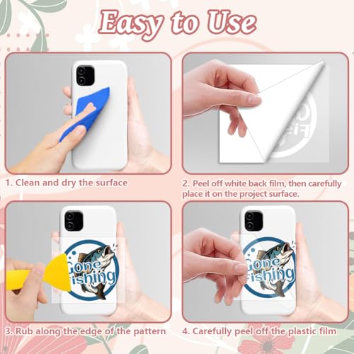 Peacoblue 18 Sheets Rub on Transfers for Crafts, Fishing 3.6"x3.9" UV DTF Cup Wraps Waterproof Rub on Cold Transfers Stickers for Wood Glass Metal Cup Tumblers Mirrors Mugs Home Decor - style: Fishing