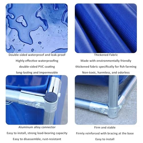 Foldable Canvas Fish Pond Tank, Above Ground Fish Pond Koi Goldfish Turtle Breeding Pool, Portable Indoor Outdoor Aquarium, Ornamental Water Storage Tank with Metal Frame & Drain Valve - size: 1.5x1.5x0.9m