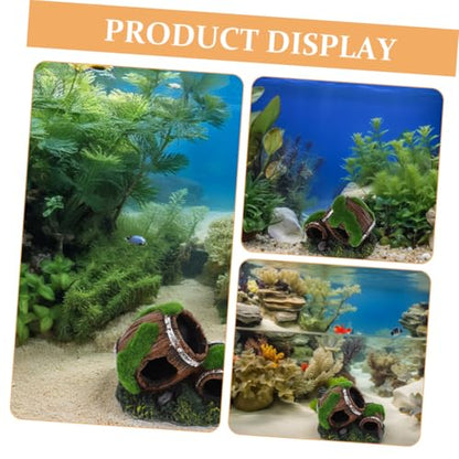Resin Aquarium Barrel Ornament Fish Tank Broken Barrel Decoration Shrimp Hideout Shelter Realistic Fish Tank Decor for Betta and Aquarium Pets