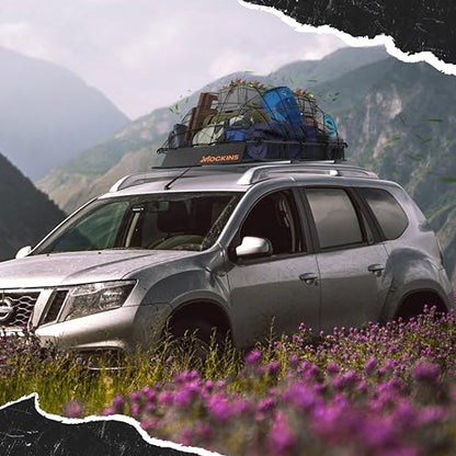 Mockins XL Extendable Roof Rack Cargo Carrier for Top of Vehicle Storage | 84"x39"x6" 250 Lbs Capacity Weatherproof Steel Roof Basket | Heavy Duty Car & SUV Rooftop Cargo Carrier Set w/ Straps & Net - size: Basket: 84"x39"x6"