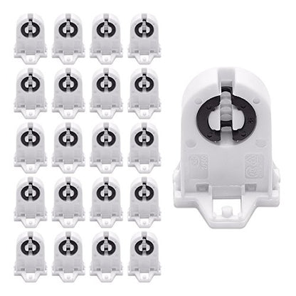Screw Type T8 Lamp Holder JACKYLED 20-Pack, UL Non-shunted Light Socket for LED Fluorescent Tube Replacements - style: T8 Lamp Holder without Wires-20 Pack