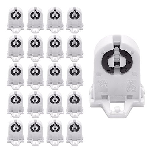 Screw Type T8 Lamp Holder JACKYLED 20-Pack, UL Non-shunted Light Socket for LED Fluorescent Tube Replacements - style: T8 Lamp Holder without Wires-20 Pack