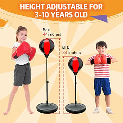 Punching Bag for Kids, 3-12 Adjustable Boxing Equipment with Boxing Gloves, Boxing Set as Boys & Girls Toys Gifts