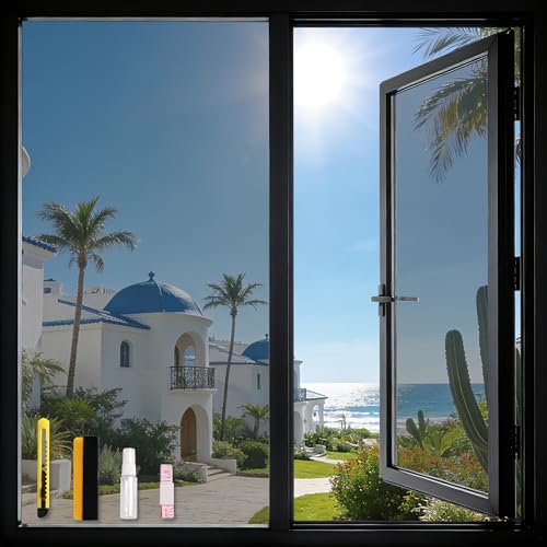 Donox One Way Privacy Window Film, Static Cling Daytime Mirror Tint for Home & Office, Blocks Heat & 99% UV, Silver 17.5" x 78.7'' - color: Silver, size: 17.5"x 78.7''