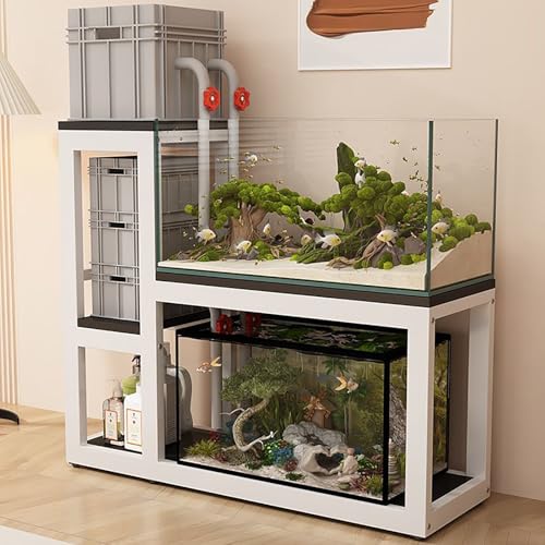 Fish Tank Stand,Heavy Duty Aquarium Stand with Non-Slip Foot Pads, Durable Terrarium Rack for Fish Tanks, Scratch Resistant, Stable Base for Secure Placement, Perfect for Home & Office Use - color: White+black, size: 110x45x115cm