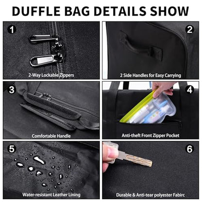 Urbanstand 52 inch Foldable Duffel Lock Zipper Travel Camp, Black 2Pack - color: Black, size: 52 Inch