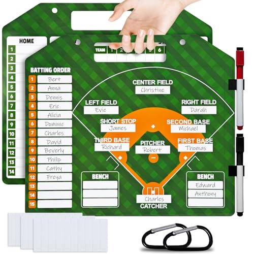 Magnetic Baseball Lineup Board,Baseball Dry Erase Board for Coaches | Dugout Display Softball Coaching Accessories,Baseballs Lineup Cards,Baseballs Clipboard for Coaches with 30 Cards and Marker