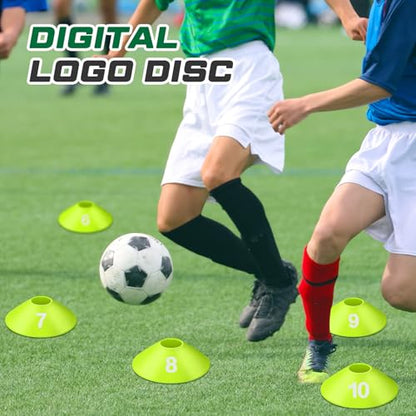 10 Pcs Numbered Sports Disc Cone with Mesh Carry Bag - color: Green
