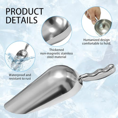 Pack of 2 Cast Aluminum Scoops,12 Oz. (Ounce) Dry Goods Scoop for Feed | Ice Scoops for Ice Cube, Coffee Bean, Food, Candy, Flour, Dry Goods,Spice,Buffet,Wedding By RARKVEN