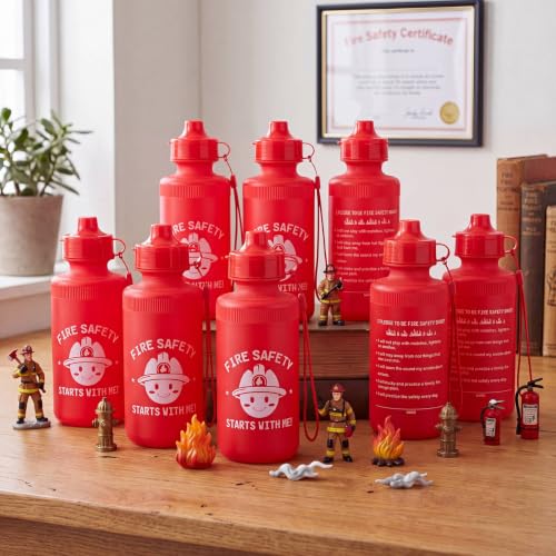 Bokon 18 Pcs 2026 Fire Prevention Week Party Favor, Water Bottles Bulk - style: Fire Safety