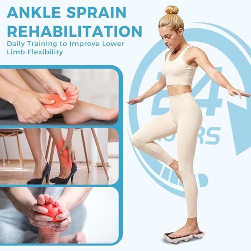 Ankle Balance Board, Non-Slip Strengthener Wood Wobble Board for Sprained, Posture Correction - Home Stability Exercises Balance Board - size: Rectangle