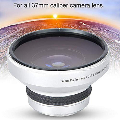 37mm 0.25X Super Fisheye Lens Additional Lens,Aluminum Alloy 2 Part Removable Macro Close-up Shooting Fisheye Effect Wide View Optical Glass Camera Photography Lens, is for 37mm Camera Lens Default