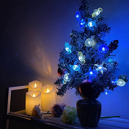 Ocean Themed String Lights Marine Life Night Light Beach Décor Sea Turtle Seahorse Starfish Clam Decorative Lights Battery Operated USB Plug in 30LED 10ft Christmas Tree Ornaments Holiday Bedroom