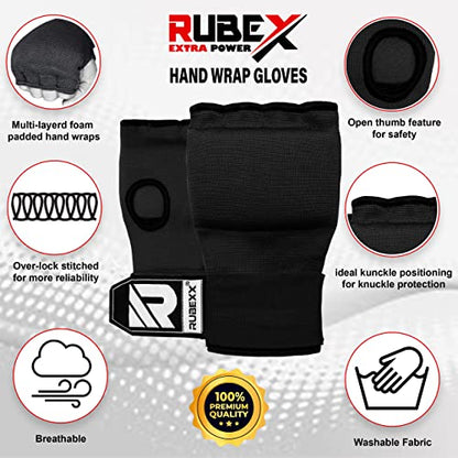 Slip on Boxing Hand Wraps Padded Thick Knuckle Inner Gloves 36 inches Elastic Wrist Strap Quick Wrap Under Mitts for Martial Arts, Muay Thai, MMA, Kickboxing Men Womem - color: Black, size: Medium