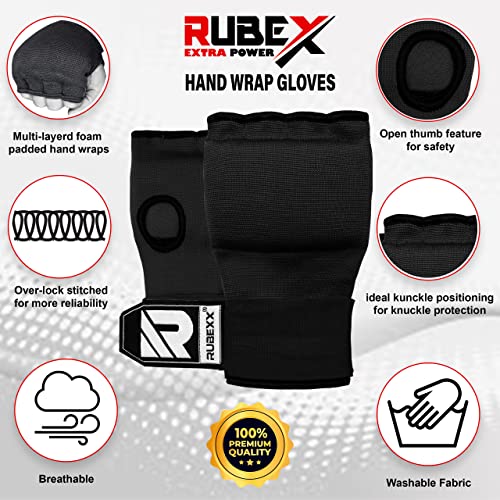 Slip on Boxing Hand Wraps Padded Thick Knuckle Inner Gloves 36 inches Elastic Wrist Strap Quick Wrap Under Mitts for Martial Arts, Muay Thai, MMA, Kickboxing Men Womem - color: Black, size: X-Large
