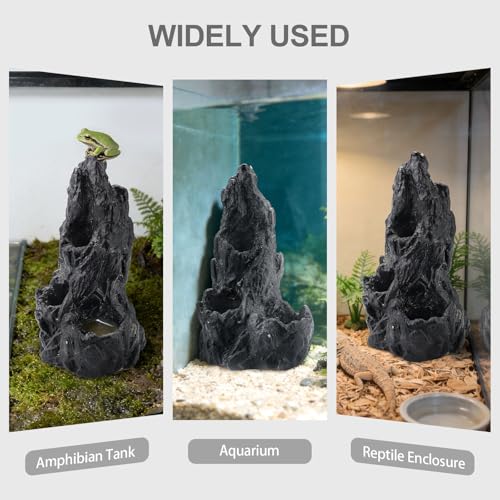 Black Artificial Aquarium Rock Decor Hide, Aquarium Mountain View Stone, Rockery Ornaments Landscaping Model for Fish Tank Terrariums Reptile Enclosures Fairy Garden