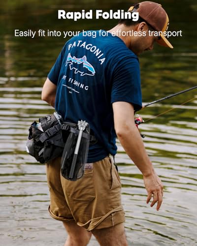 Pawfly Fishing Net with Collapsible Aluminum Handle and Nylon Mesh for Aquarium Pond Freshwater and Saltwater, Minnow Net for Bait and Trout, Portable Fishing Landing Net - size: 10" x 13" Net - Aluminum Handle