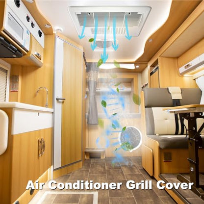 RV A/C Ducted Air Grille for Dometic, Duo-Therm RV Air Conditioner Grille, RV Air Conditioner Cover with RV AC Filter Replacement for Dometic 3104928.019 Polar White 14.1" x 7.7"