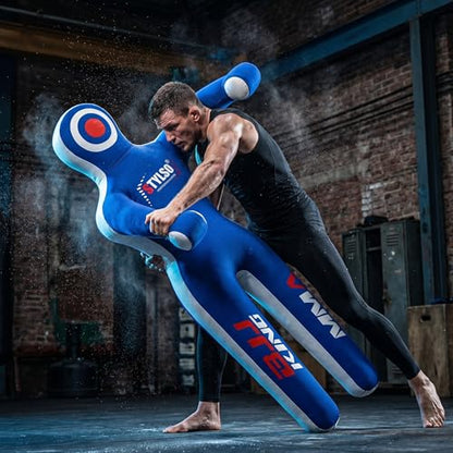 Unfilled Grappling Dummy – Adult Life Size Wrestling & BJJ Training Dummy, MMA Jiu Jitsu Judo Takedown & Throwing Practice, Heavy-Duty Triple-Stitched Canvas Submission Dummy - color: Blue, size: 6ft / 72"