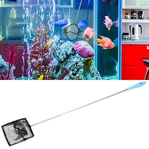Aquarium Shrimp Net, Stainless Steel Fine Mesh Nest Extendable Fish Fish Skimmer Net Scoop with Long Handle()