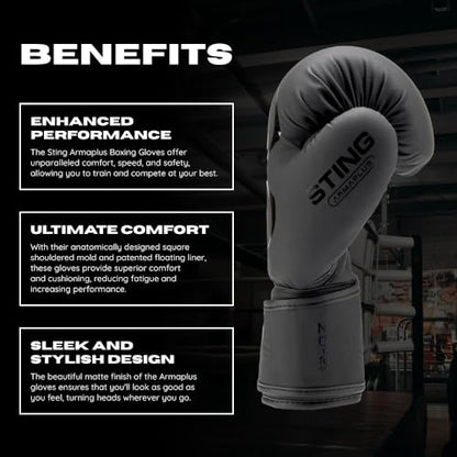 STING Armaplus Boxing Gloves - color: Black, size: 14 Oz