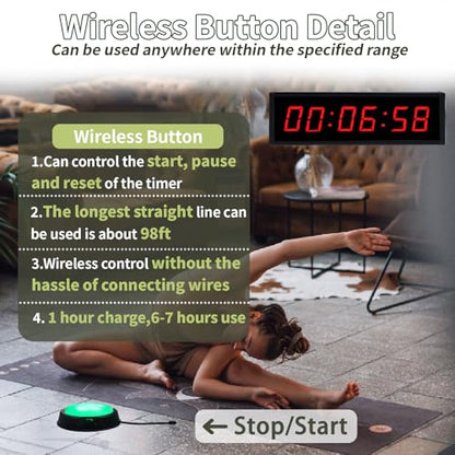 Digital Timer, Interval Timer with Wireless Button & Remote for Outdoors - color: Red With One Button
