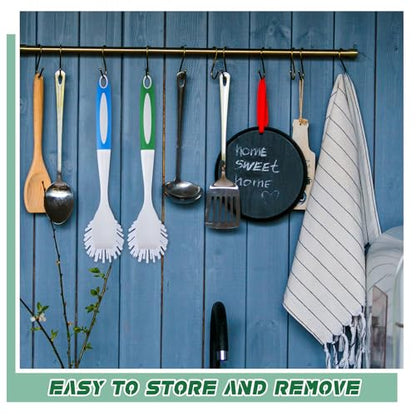 Hsei 20 Pcs Blue and Green Kitchen Scrub Dish Brush Bulk with 11 Inch Anti Slip Handle Cleaning Dish Scrubber with Stiff Bristles Washing Scrub Brushes for Housekeeping for Pots and Pans, Kitchen Sink