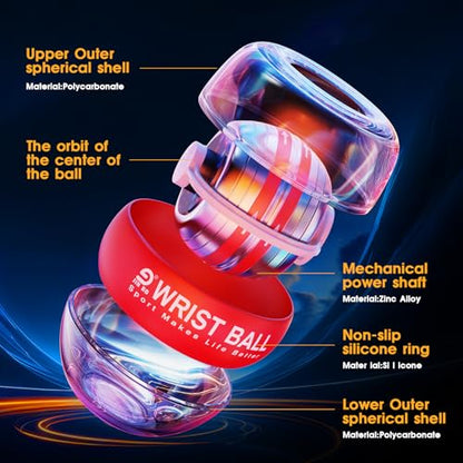 JIN BD Auto-Start Wrist Ball – GYRO Ball Trainer - color: Red