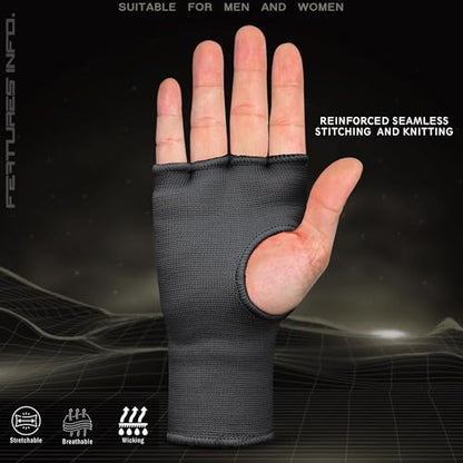 Mytra Fusion Inner Gloves Elastic Quick Easy Gel Padded Boxing Hand Wraps for Men & Women Boxing Wraps for MMA, Muay Thai, Kickboxing, Punching and Martial Arts - size: Small-Medium