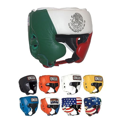 Ringside Competition Boxing Muay Thai MMA Sparring Head Protection Headgear with Cheeks - color: Mexican Flag, size: Small