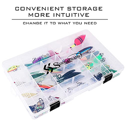 Sougayilang Fishing Tackle Boxes - 3600 3700 Plastic Storage Organizer Box with Removable Dividers - Fishing Tackle Storage - 4 Packs Transparent Tackle Trays