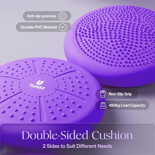 Tumaz Wobble Cushion Wiggle Seat Core Balance Disc with Pump - color: 08. Purple